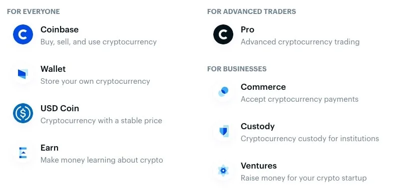 Coinbase products
