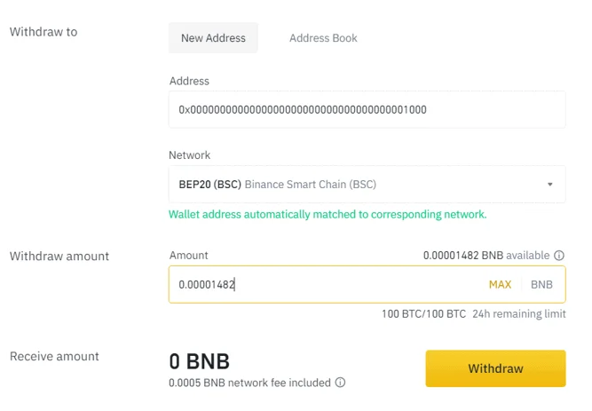 MetaMask withdraw coin