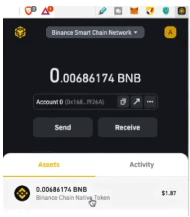 Binance Chain Wallet Extension transaction success