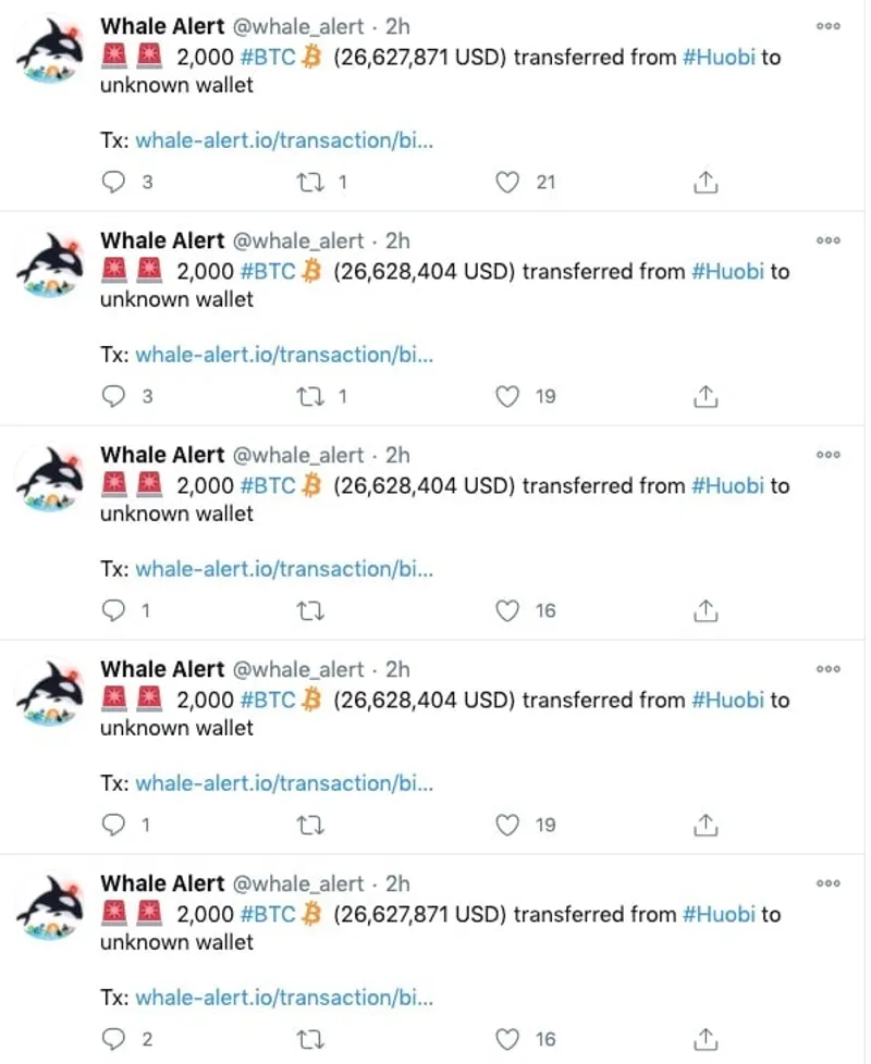 Some transfers out of Huobi
