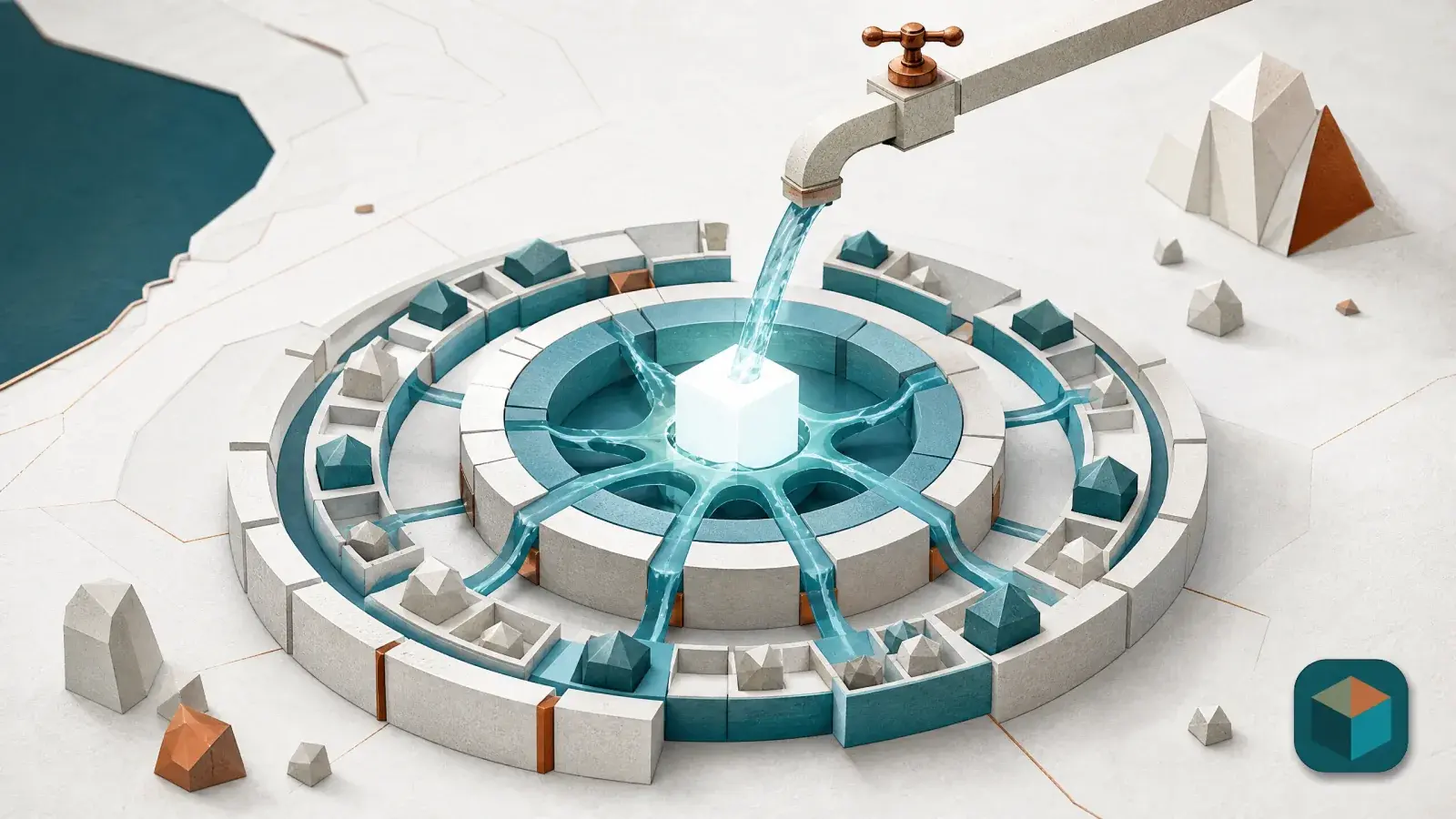 Canopy testnet faucet feeding a network of appchain rings in the Boxmining Refined Ore style