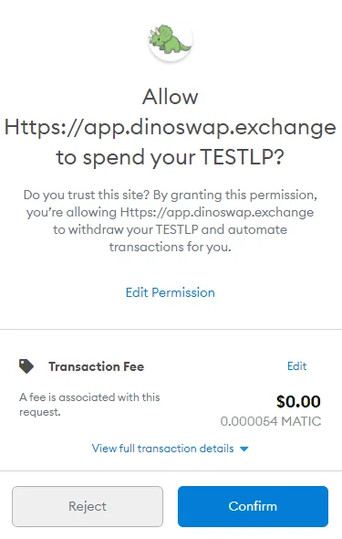 Fossil Farm confirm transaction