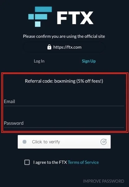 Sign up for FTX